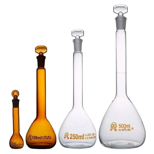 
 Колба из стекла для лабораторного использования (объемная), стеклянная колба, лабораторное оборудование, лабораторная посуда, набор посуды  