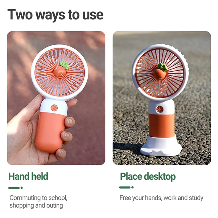 Cute Mini Fan Kawaii Hand Fan Portable Desk Fan Rechargeable Summer Fruit Phone Rack For Women Air Cooler Mini-Ventilator