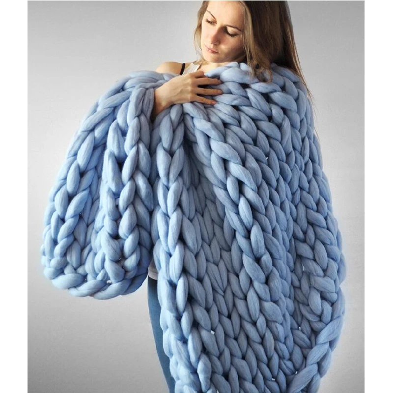 best-selling Nordic coarse wool hand knitted blanket sofa cover blanket
