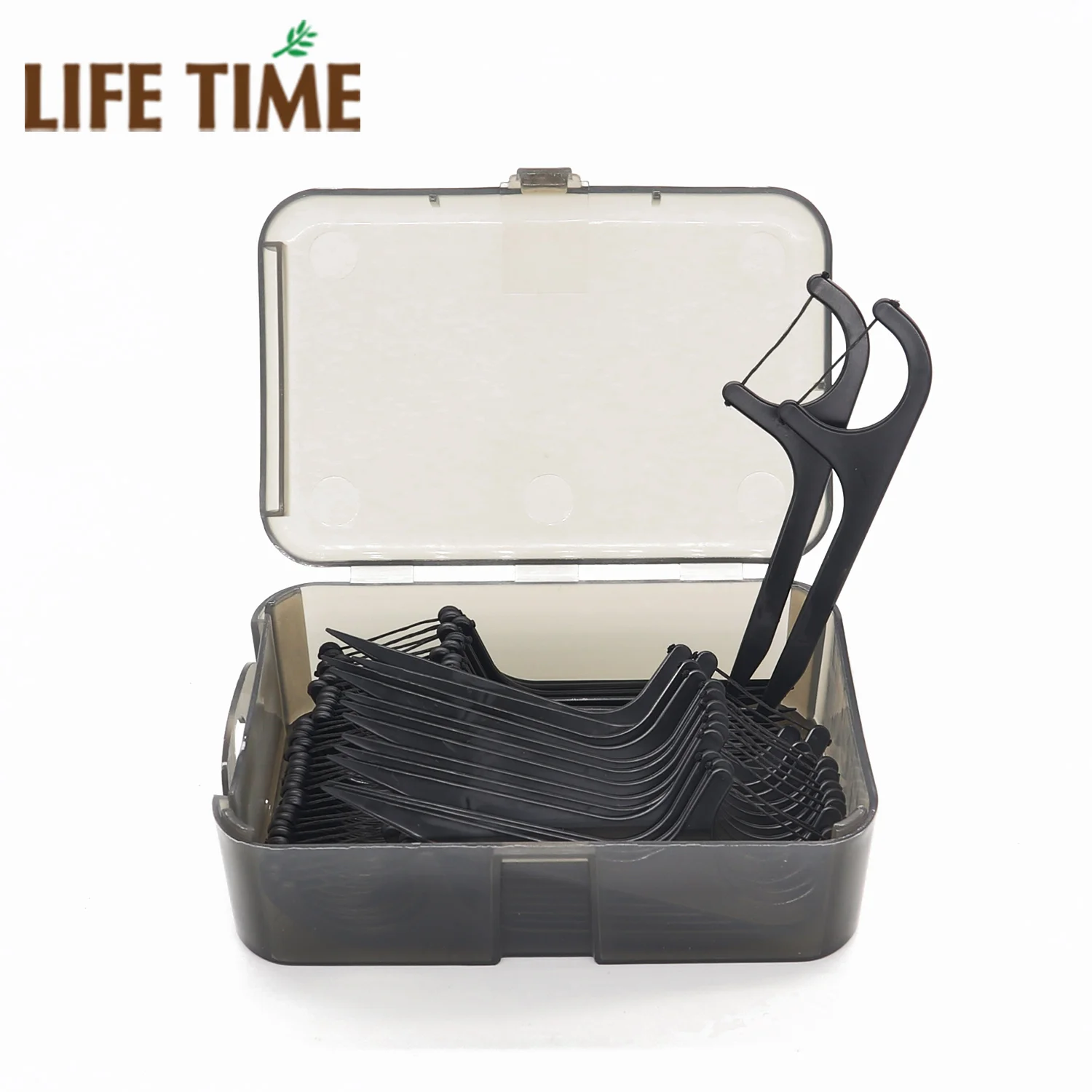 Tin box dental floss pick good quality easy carry plastic toothpicks with thread