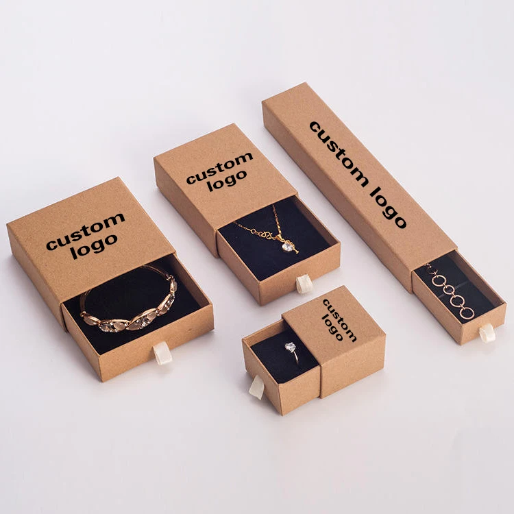 Custom Mini caja de joyeria earring rings necklace luxury gift box sliding paper box drawer jewelry packaging box