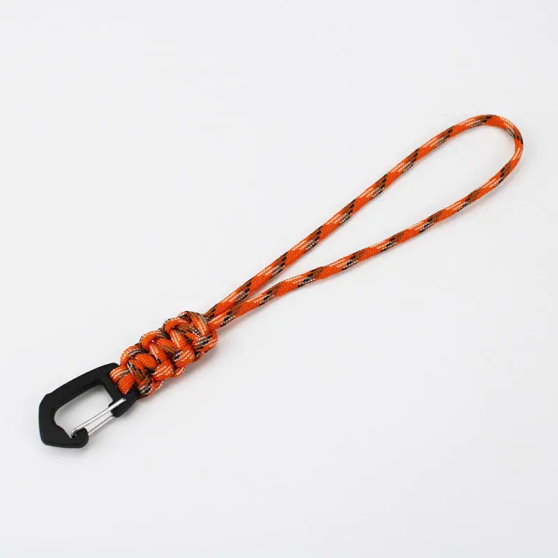 Wholesale Heavy Duty Outdoor 4mm Braided Paracord Neck Strap Rope Parachute Necklace Woven Braided Carabiner Lanyards
