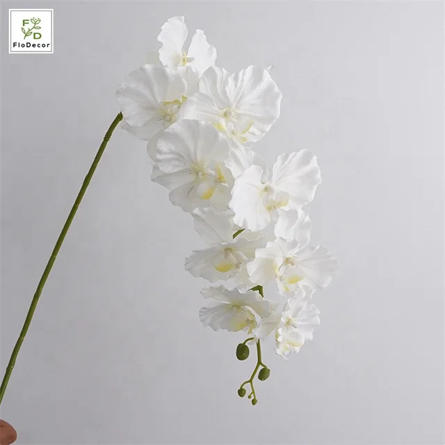 High Quality Wholesale Artificial 9 Head Orchids European White Flower Classical Color For Table Centrepiece