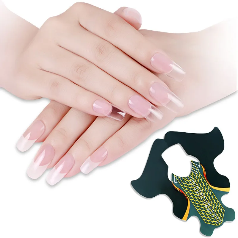 Oem 100Pcs Custom Dual System Nail Form Nail Shapes Tools Sculpting Extension Molds Stickers Paper Forms For Nails