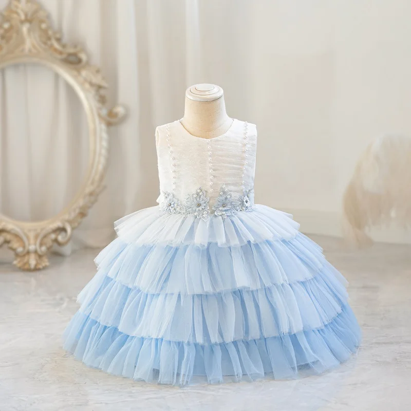 Kids Clothing Baby Clothes Beautiful Baby Flower Girl First Birthday Party Wear Children Evening Dress AX173