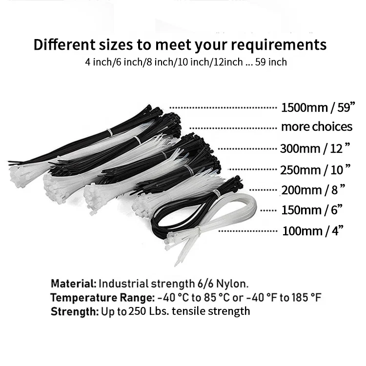 Factory direct selling cheap self-locking nylon 66 cable zip ties with self-locking cable ties plastic cable ties