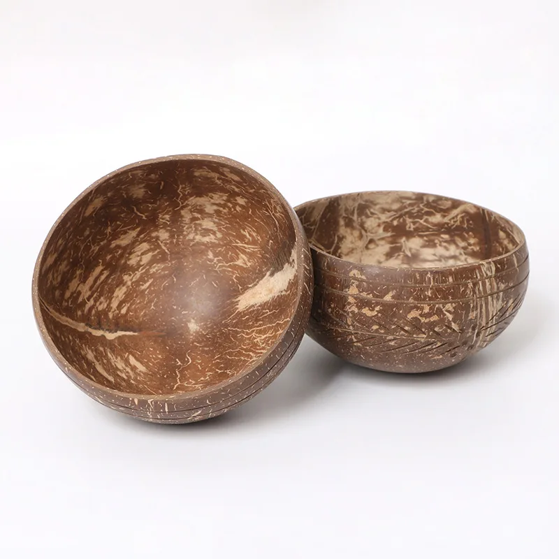 wholesale Natural Eco Friendly Coconut Shell Bowl Coconut Fruit Salad Noodle Bowl Handmade Wooden Bowl For Kit