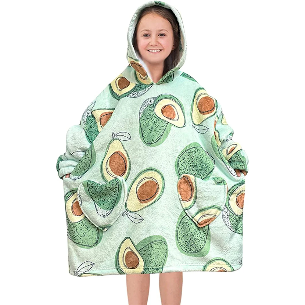 2023 New Design Cozy Soft Oversized Sherpa Fleece Blanket Hoodie Sweatshirt Kids