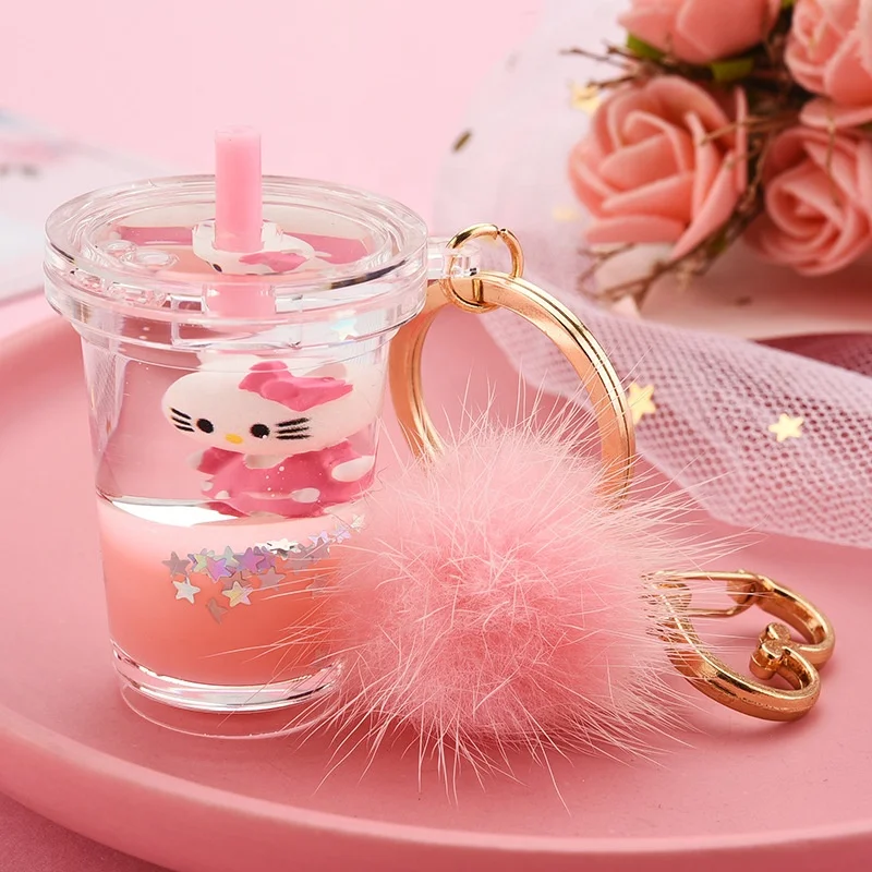 Verified keychain manufacturer wholesale transparent acrylic material liquid keychain boba