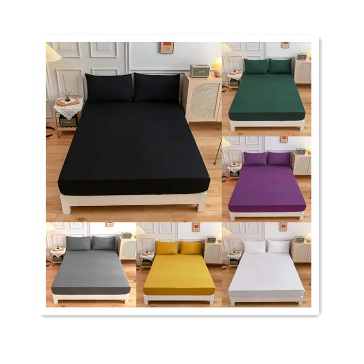 Wholesale X-Long Single 100% Polyester Bed Fitted Sheet  Queen King Size in Blue White Red  Green Pink Available