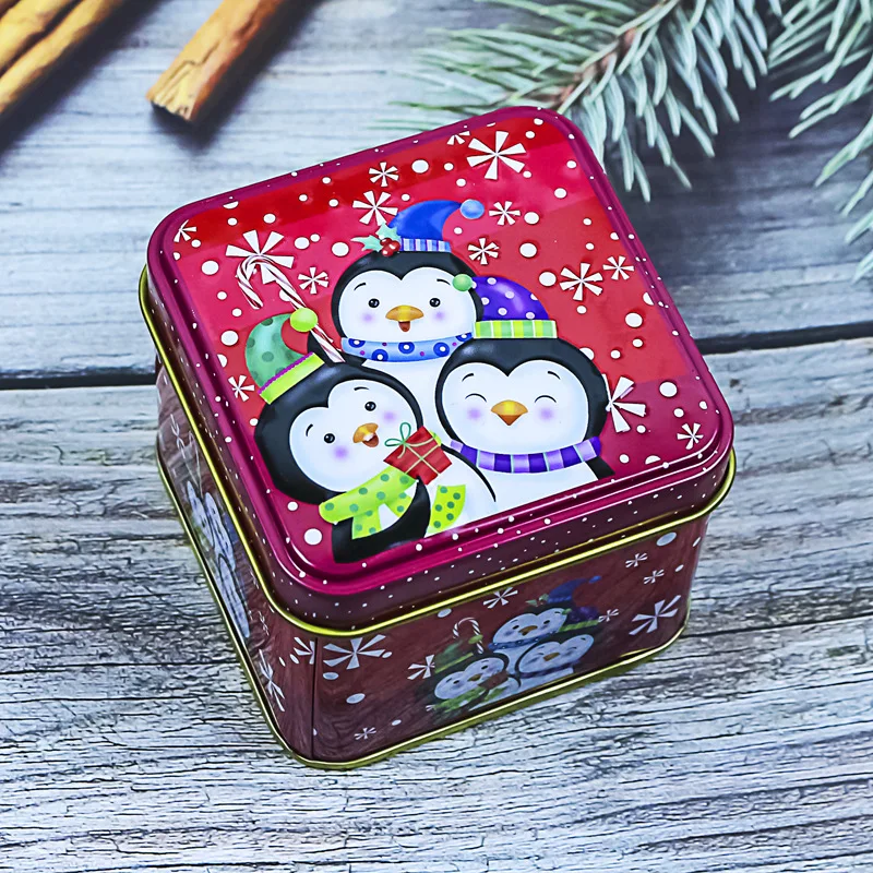 Wholesale Hinged Square Tin Box Small Metal Hinge Packing Tin Box Christmas Tin Boxes for Present