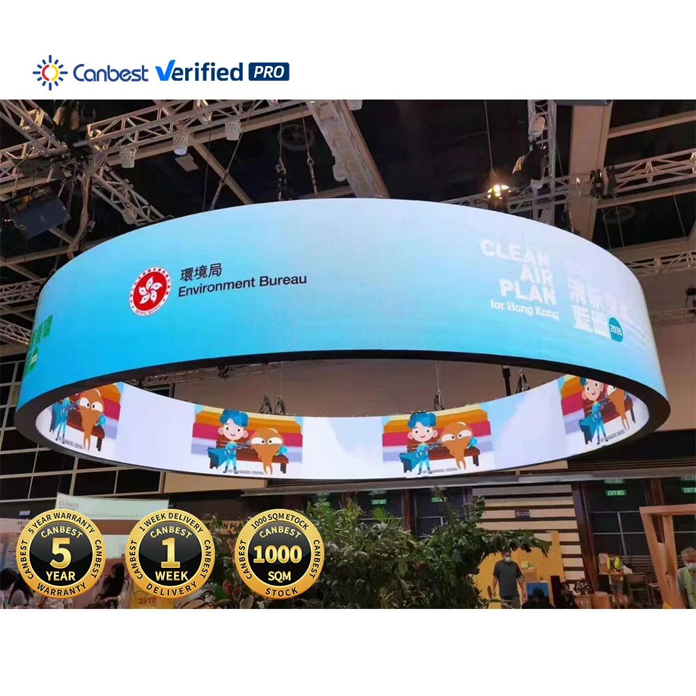 P1.86 P1.875 P2 P3 Flexible Led Display P4 Pantalla Panneau Curvada Publicitaire Big Circle Screen for Columns in Night Club