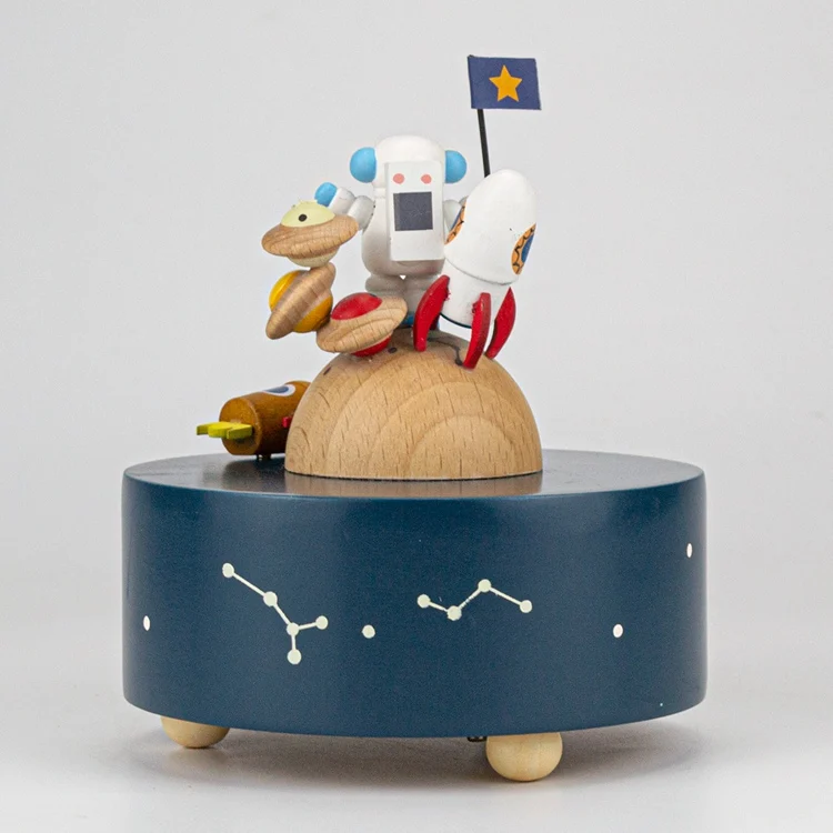 Solid wood carousel music box