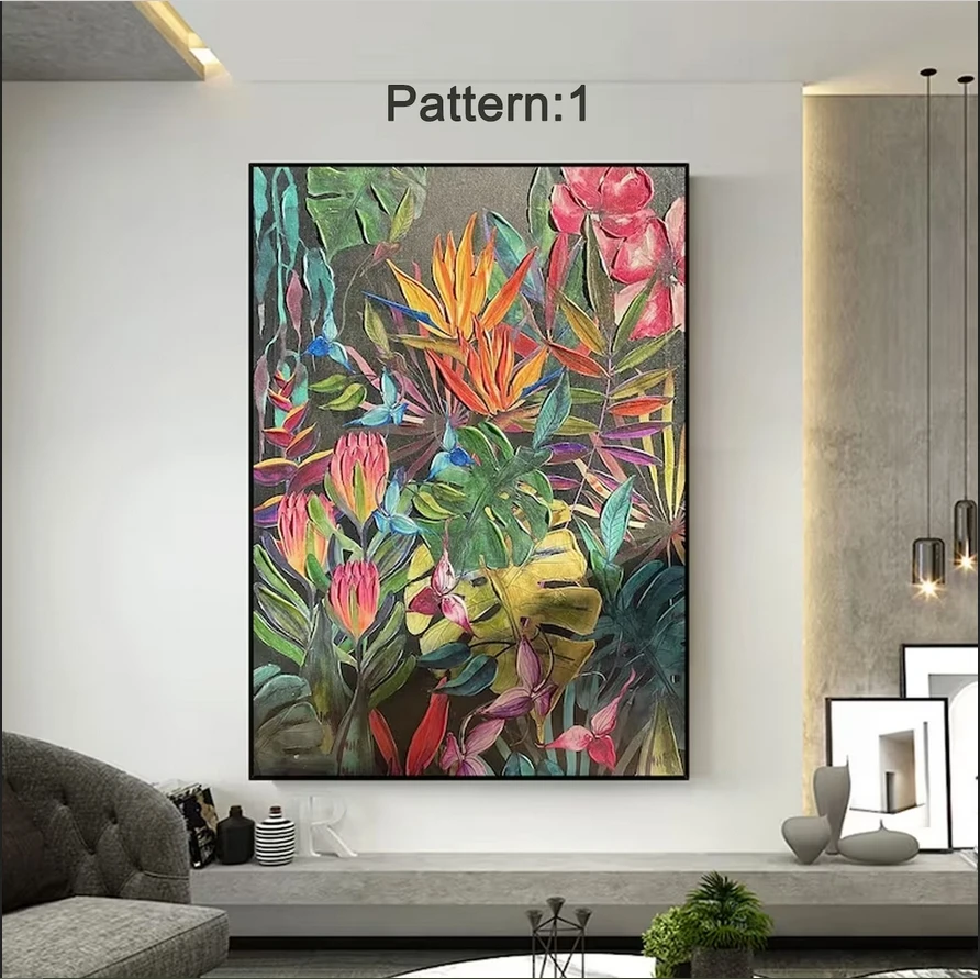 Modern Leaf Art Living Room Home Decor Abstract Custom Colorful Large Original Nature Plant oil Painting on Canvas