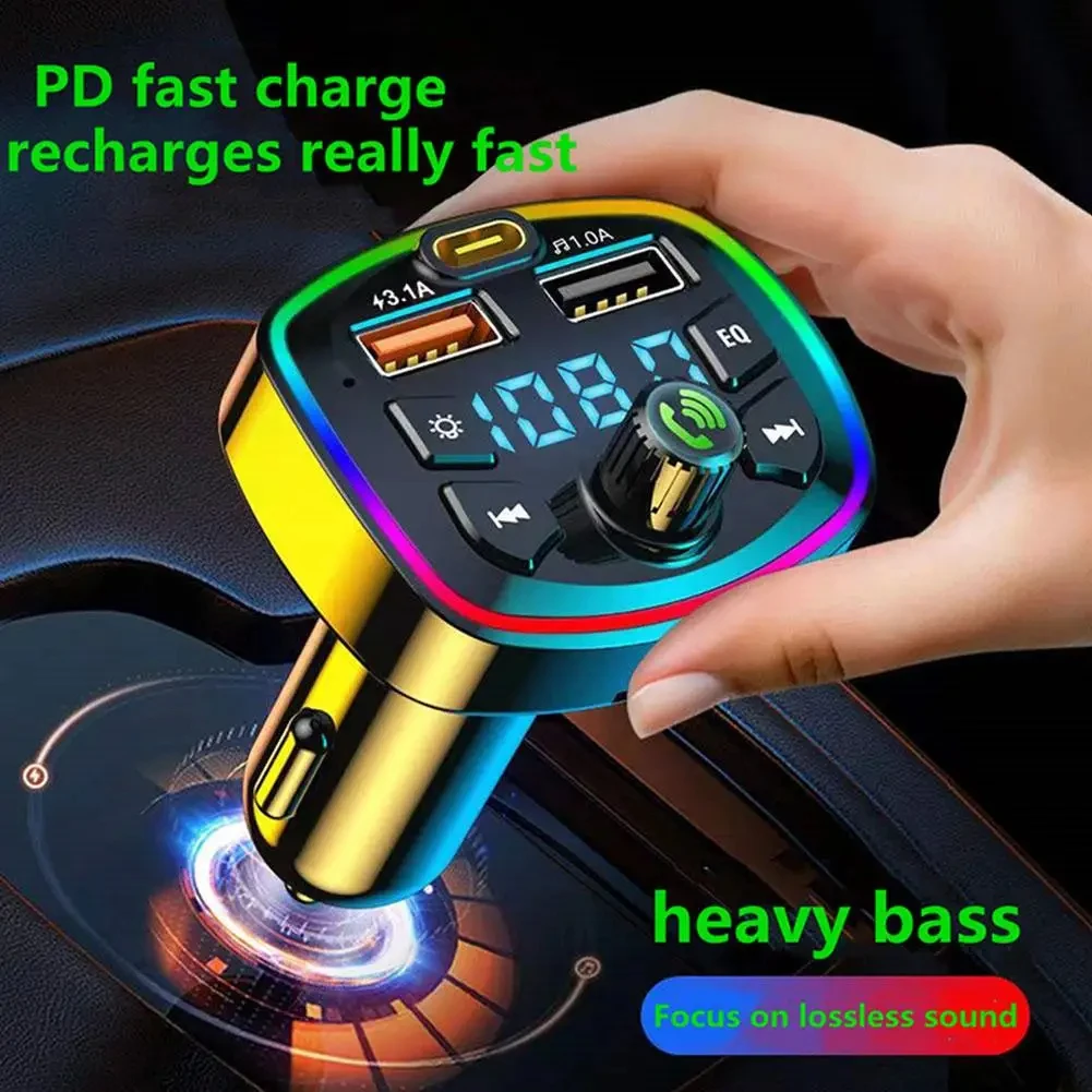 Q7 Bt Car Charger Car FM Transmitter Bt Hands Free Mp3 True 3.1A Dual USB Port PD Charging