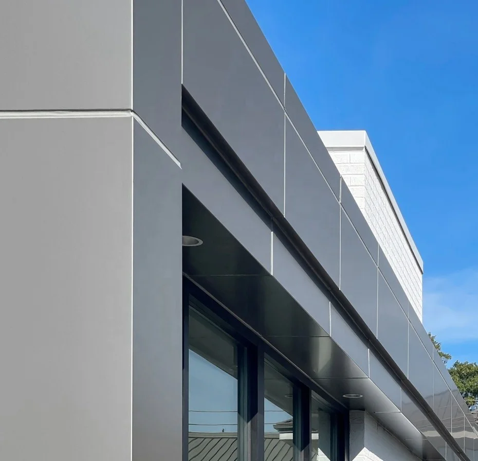 Details of aluminum facade and aluminum panels 4x8ft