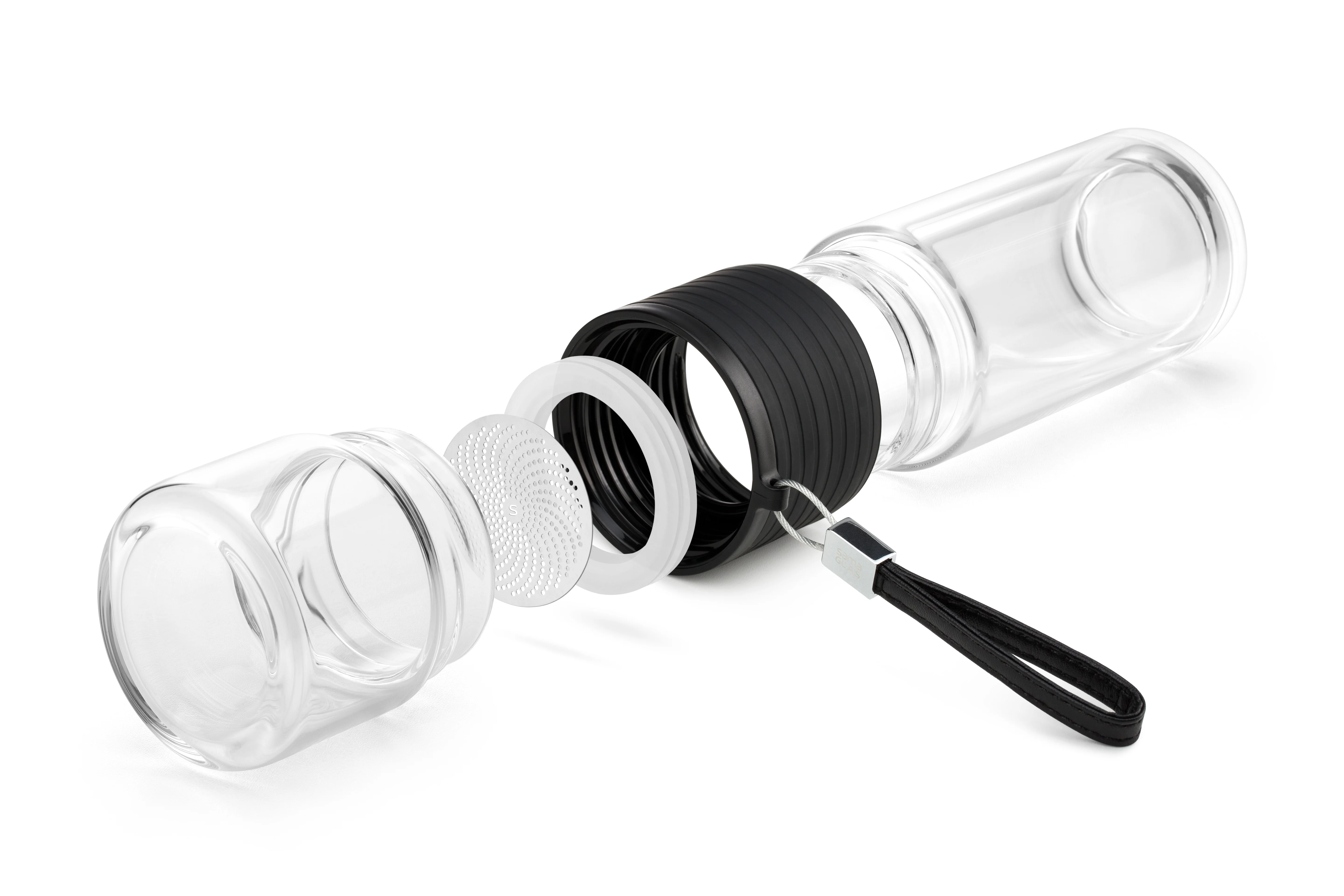 Wholesale Transparent Double Wall Glass Water Bottle Upgraded Strainer Drink Mug Tea Flask Tea Cup with Infuser