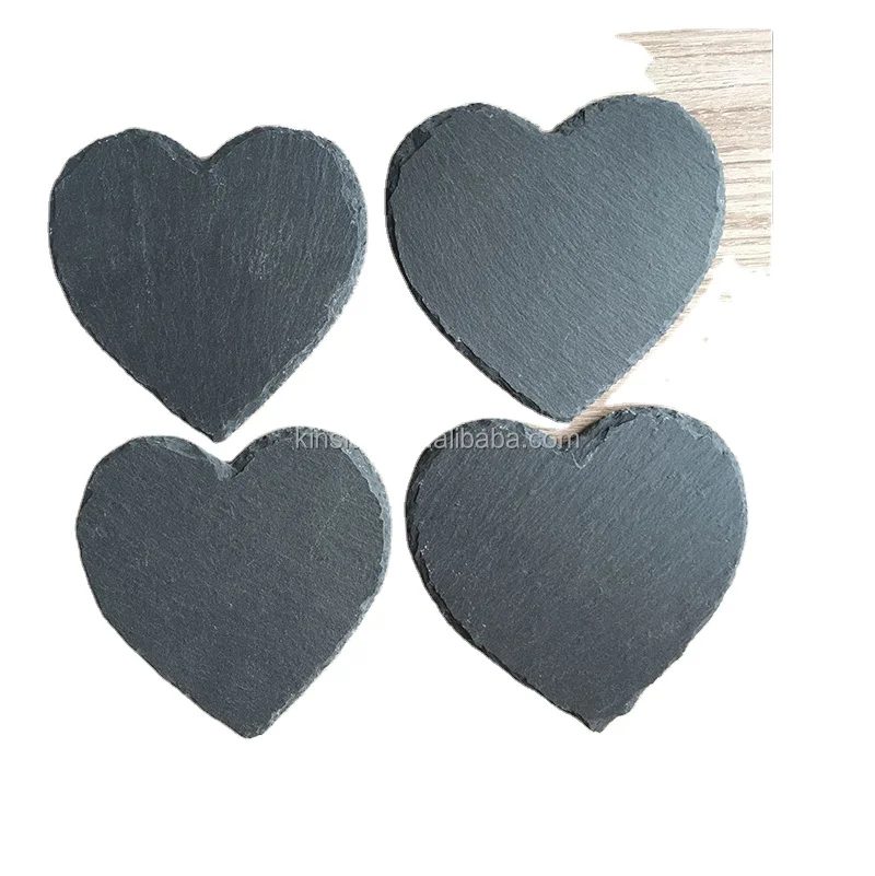 heart shaped handmade natural stone slate coasters and placemats
