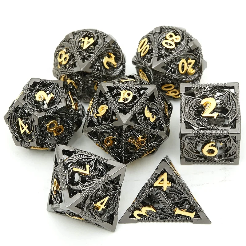 Hollow Metal DND Dice Set DND 7 D D Set For Dungeons Dragon Game Dice
