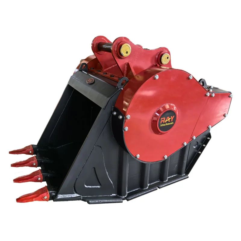 Construction machinery excavator accessories construction loader fine screening bucket stone crusher bucket for excavator