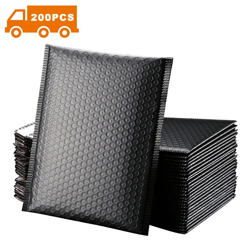 
[Free Shipping] 400 PCS Wholesale OEM Custom Color Logo Printed Self Adhesive Mailers Shipping Poly Black Bubble Padded Envelope 