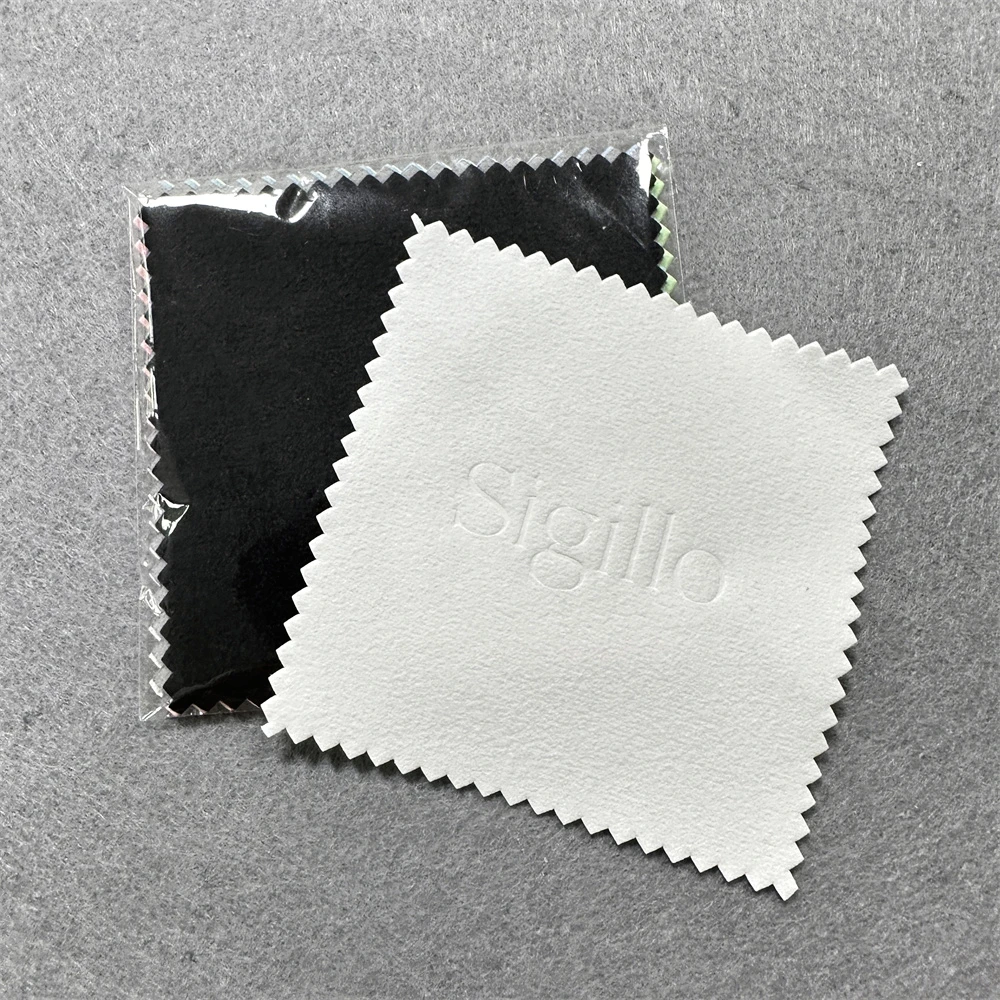 Customize Embossed Jewelry Cleaning Cloth With Clear Opp Bag Packaging Microfiber Silver Polishing Cloth With Logo