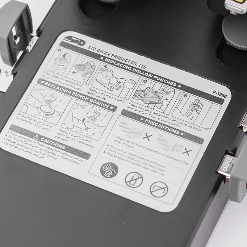 P-1000 Metal Industrial  Heavy Duty Office Paper Sheets Two Hole Puncher 2 Circle Double Hole Punch