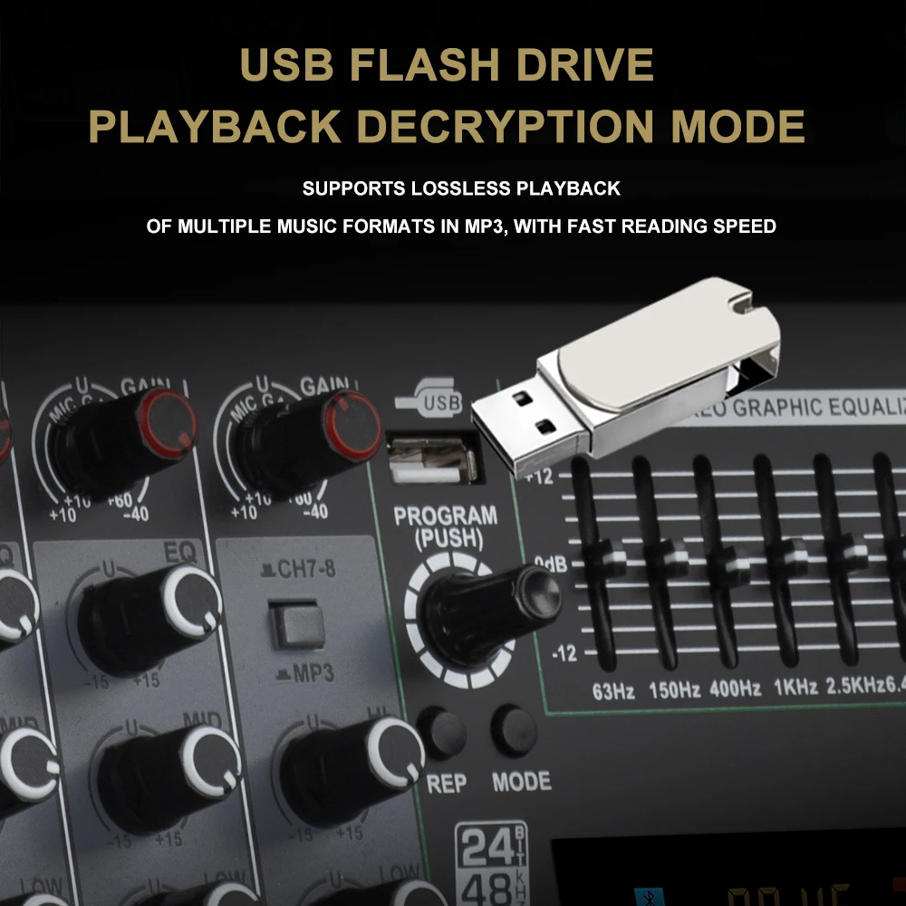 Professional 12-Channel Power Mixer Music Console Sound Card Controller for Club Applications