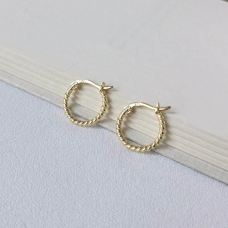 Popular Fashion Gold Hoop Earrings Gypsy Jewelry 925 Silver braid Twisted Hoop Earrings Women