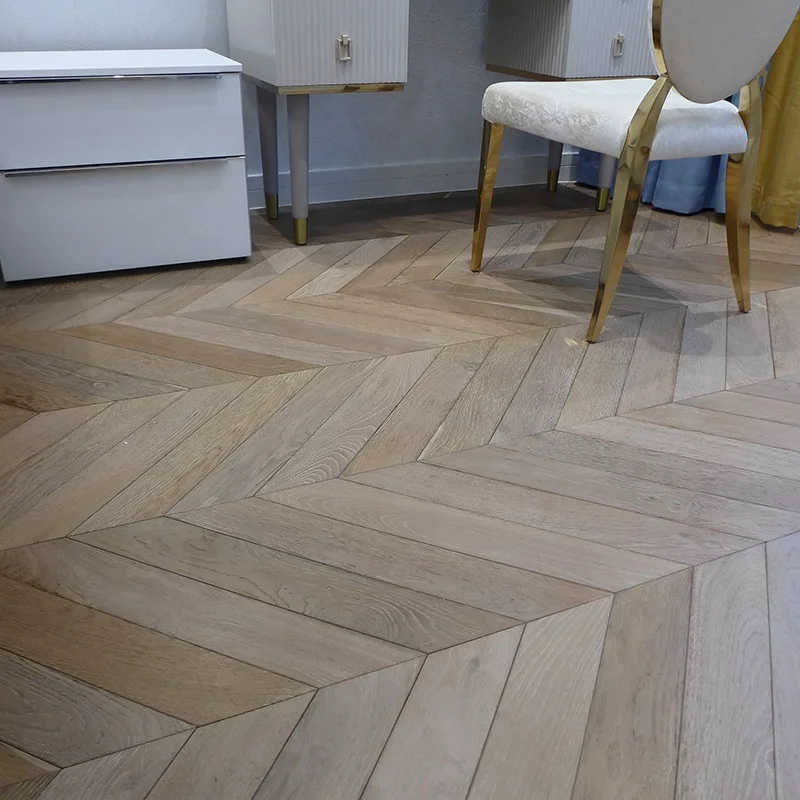 European White oak engineered chevron parquet