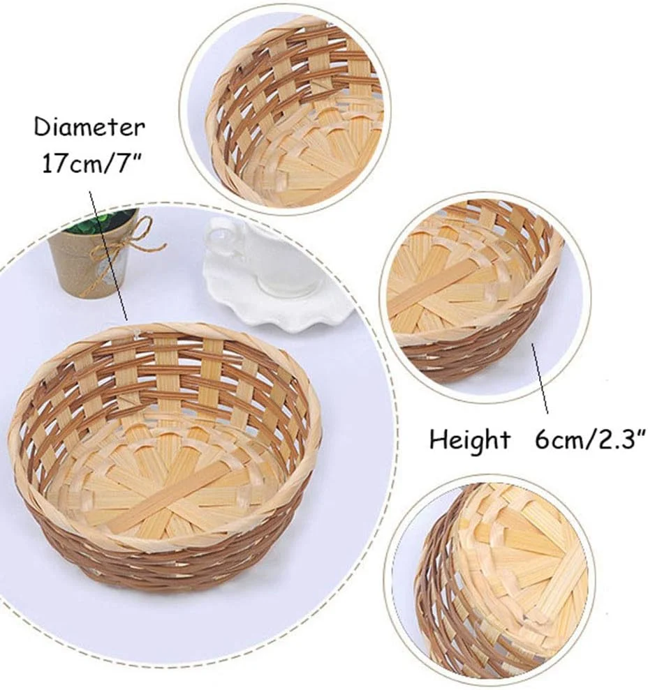 Bamboo Bread Serving Basket Coffee Natural Yellow Bamboo Fruit Tray for Food Snack Easter Egg Baskets