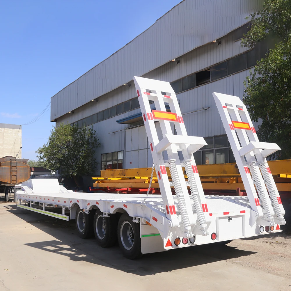 Hydraulic Detachable Gooseneck 3 Line 4 Axle 50ton Lowbed Lowboy Low Loader Semi Trailer