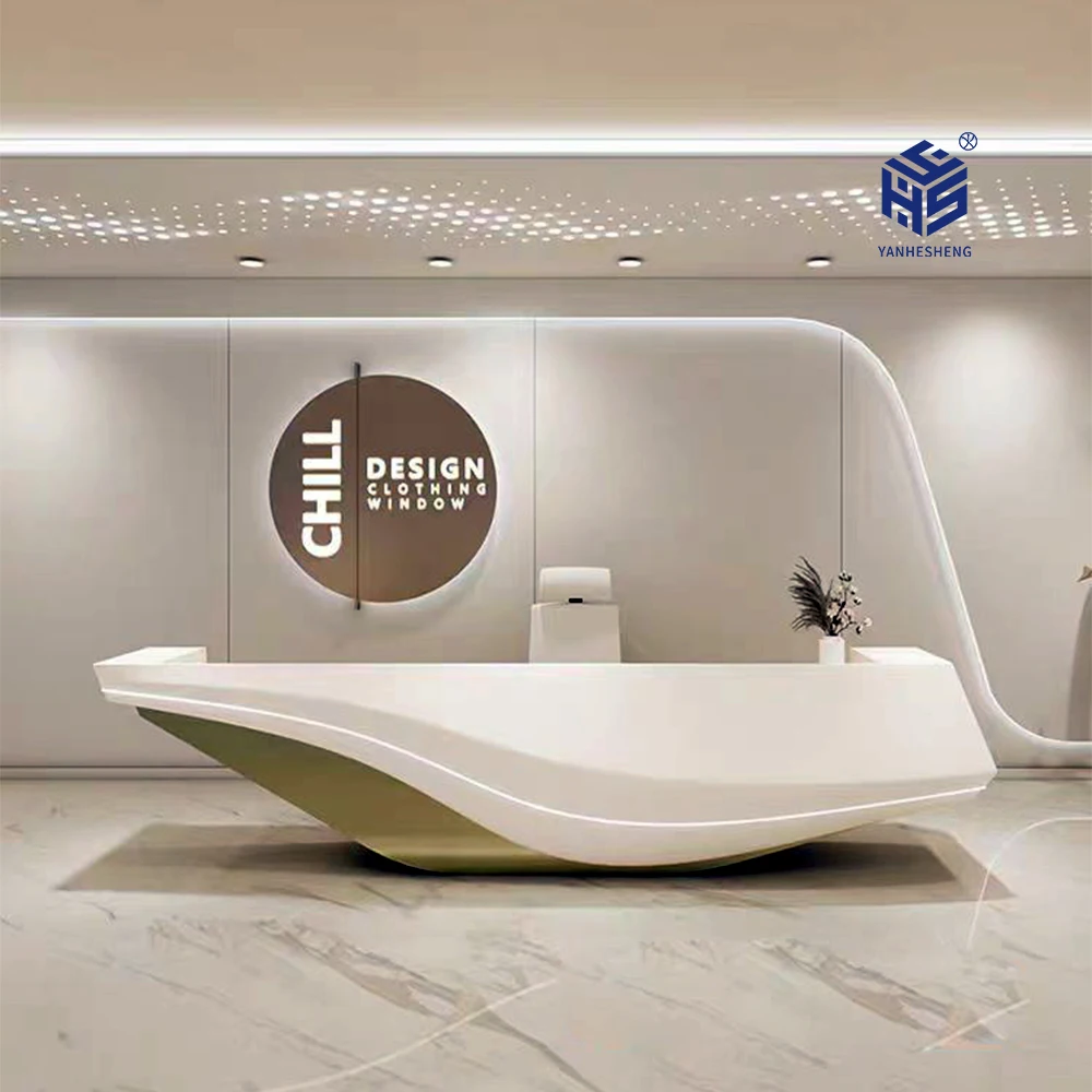 Design white reception desk l shape gym reception counter front desk hotel reception counter front desk