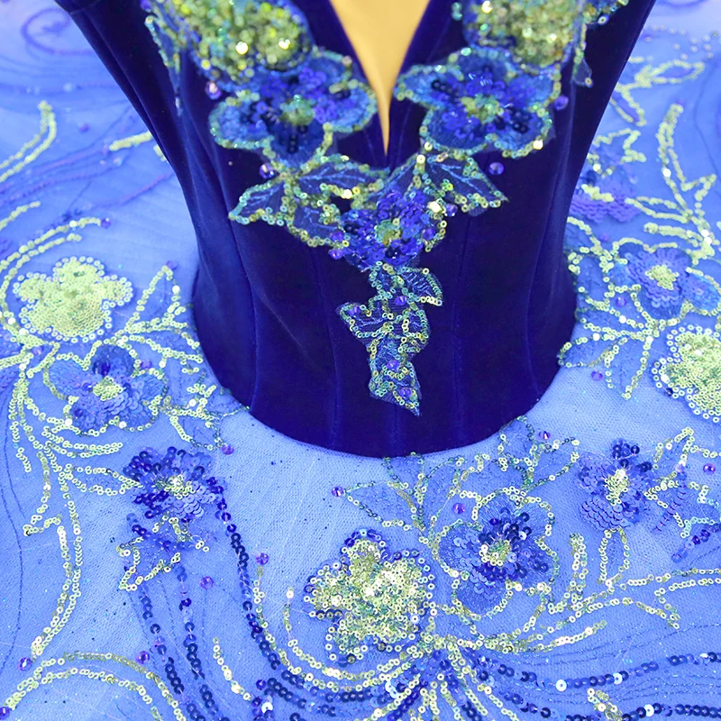 T0345 Wholesale Blue Professional Ballet Tutus Dance Skirt Adult Women Dancewear Classical Costumes Ballet Tutu Dress