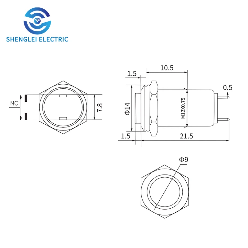 SHENGLEI 12mm Metal Push Button Switch waterproof stainless No Light