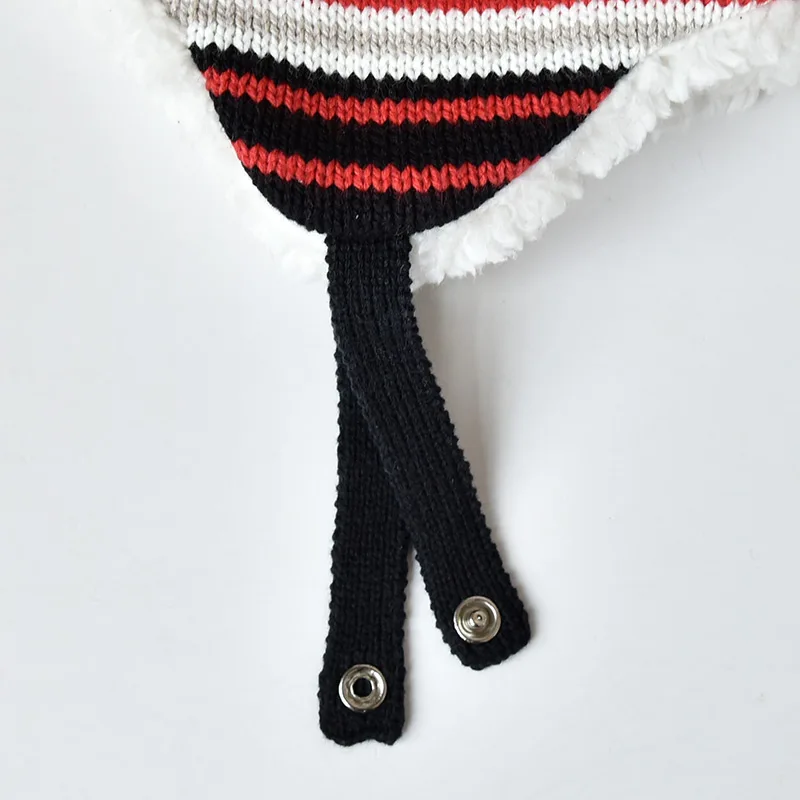 RTS Unisex Babys Winter Warm Knitted Hat with Pompom Toddler Girls Boys Beanie Custom Thick Fleece Lining Children Hat