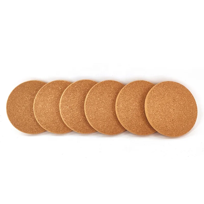 Cork Round Edge Coasters Extra Thick Wooden Drink Coaster 4 inch Diameter Reusable Cork Coasters With Lip for Drink