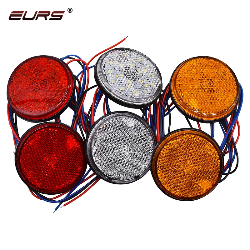 EURS 2 шт. мотоцикл стоп-сигнала 24LED белого и желтого цвета с рисунком Красной машины круглые задние фонари указателя поворота грузовик боковой сигнальные лампы