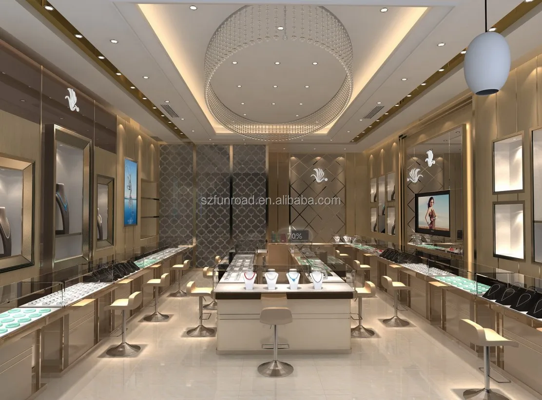 Mujiang design high quality glass jewelry display cabinet jewellery shop furniture design