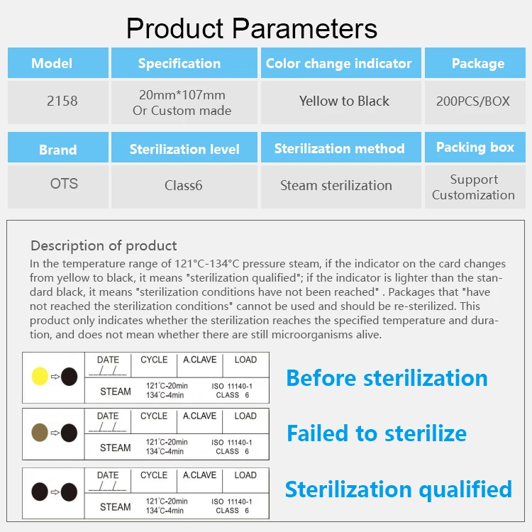 Hot Sale Type Class 6 Steam Disinfection  Autoclave Chemical Indicator Strip For Hospital
