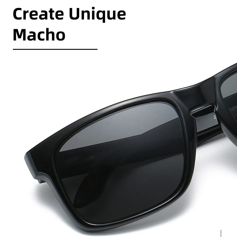 FUQIAN Fashion Square Elastic Paint Soft Matt  Polarized Women Men Sunglasses Stylish Black Sport Mirror Shades UV400