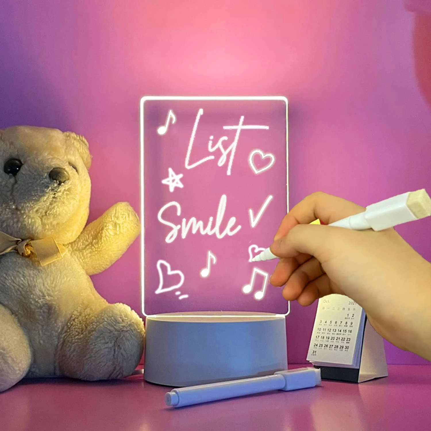 Hot sale Promotion birthday gift 3D optical led lampAcrylic Rewritable Night Light With Message Board Product 3d night light