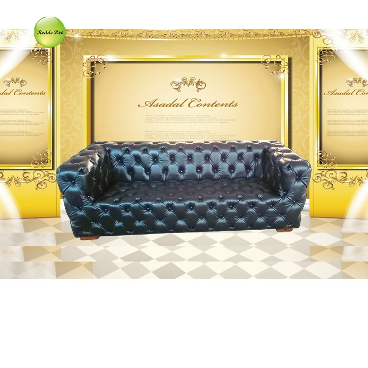 Italian leather chesterfield sofa Set antique Life sofa Vintage Velvet Black  Couch Living room furniture