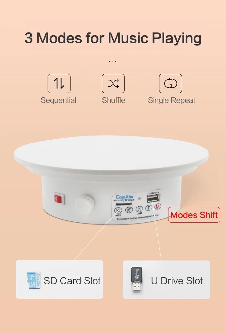 Hot Selling 20 cm 7.9 inch 10 kg Load Rechargeable Automatic Rotating Stand with Muslim Quran Player with Remote Control