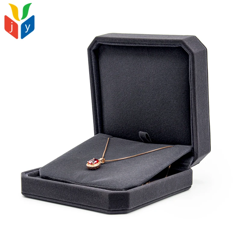 red velvet Octagon Bracelet pendant necklace box packaging jewelry luxury custom velvet wedding ring box