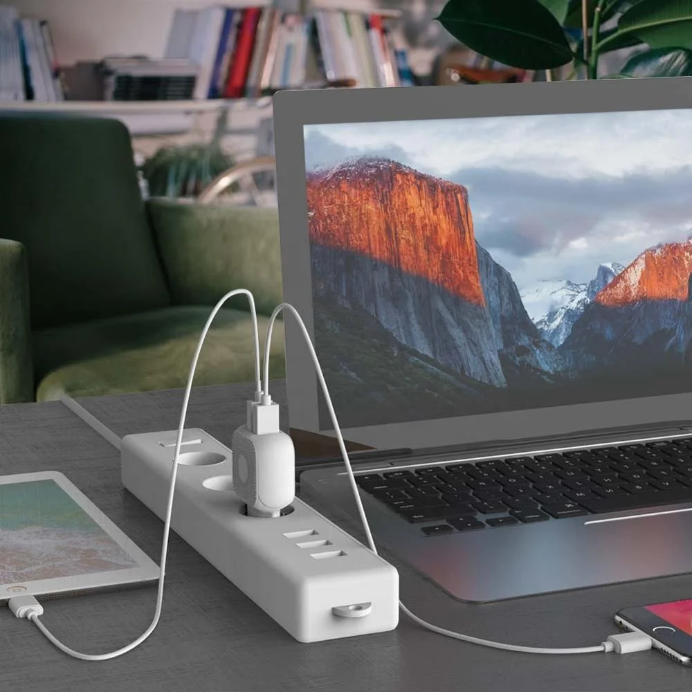 MOXOM Dual USB Charger EU Plug Travel Adapter With Cable for iPhone Charger