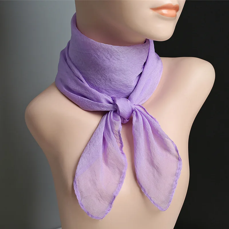 FIONA 70*70cm In Stock Wholesale New Summer Women Scarf Big Fashion Ladies Neck Square Chiffon Silk Scarf