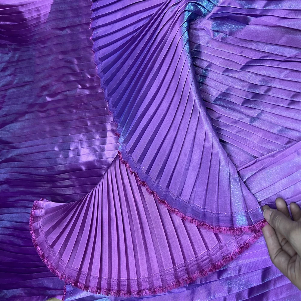 Pleating fabric for bespoke projects Evening Dress Fabric Party Gown Flashing Rridescence Pleated Magic Color