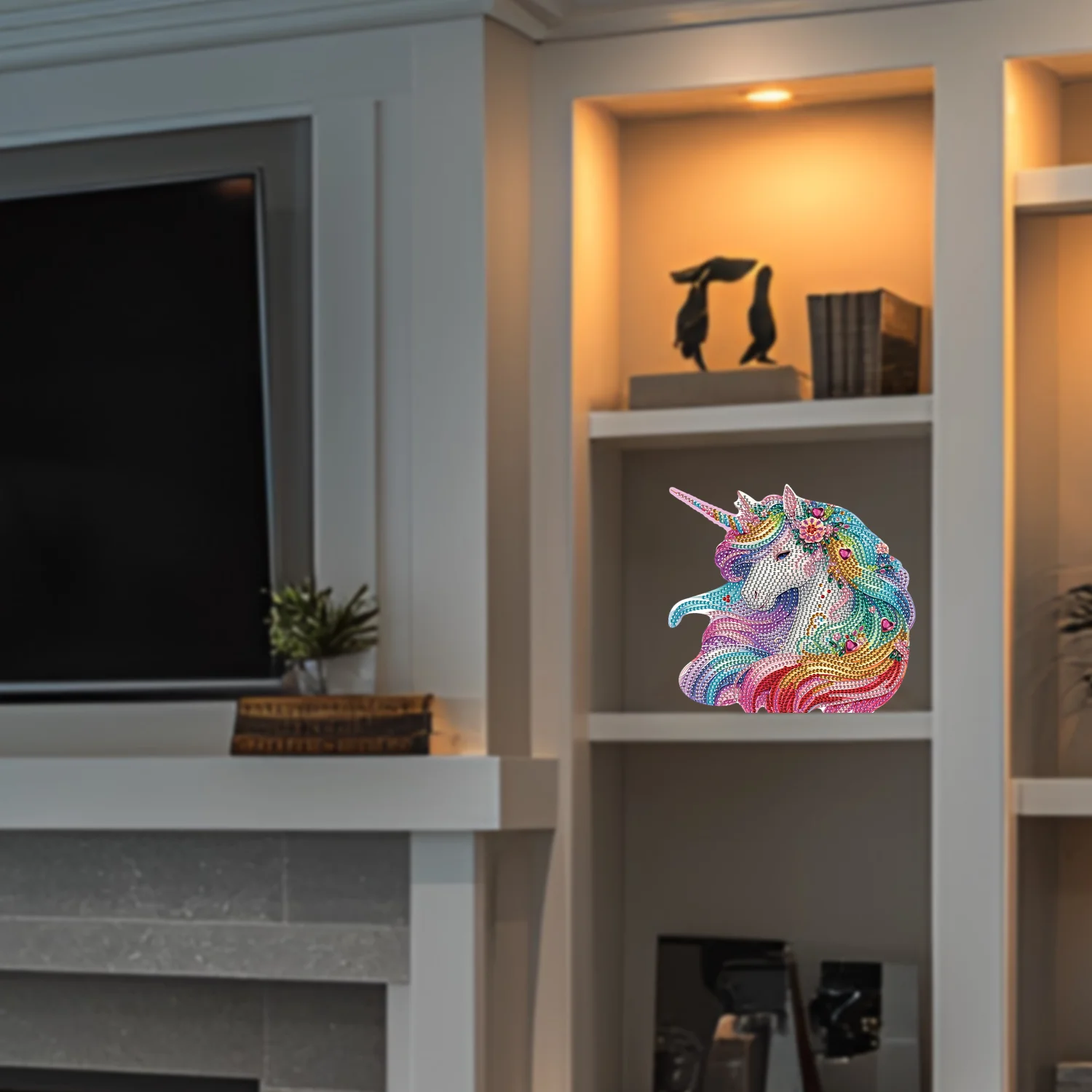 Animal Pattern 5d Diamond Painting Ornaments for Kids Rainbow Horse Colorful Diamond PVC Rhinestone Tabletop Ornaments