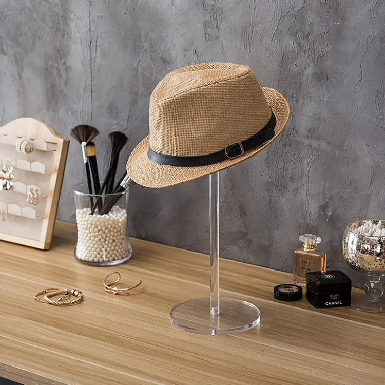 Custom Clear Acrylic Hat Display Wig Display Rack Pedestal Riser Stands Display For Cap